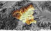 Physical 3D Map of Tetovo, darken, desaturated