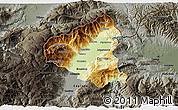Physical 3D Map of Tetovo, darken, semi-desaturated