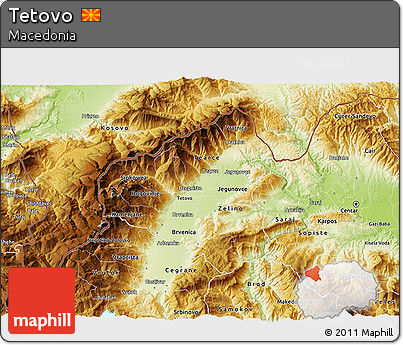 Physical 3D Map of Tetovo