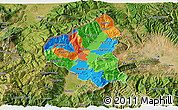 Political 3D Map of Tetovo, satellite outside