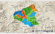 Political 3D Map of Tetovo, shaded relief outside