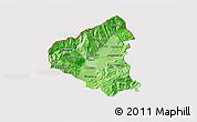 Political Shades 3D Map of Tetovo, cropped outside