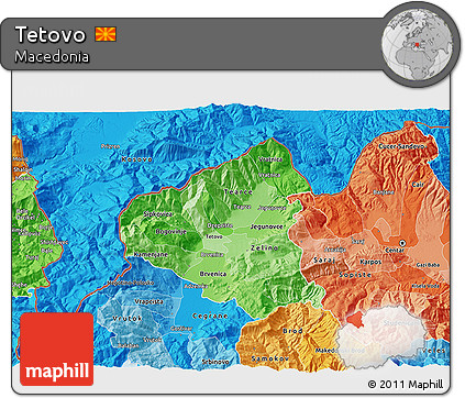 Political Shades 3D Map of Tetovo