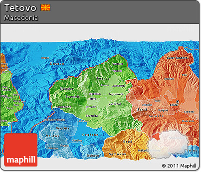 Political Shades 3D Map of Tetovo