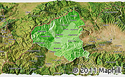 Political Shades 3D Map of Tetovo, satellite outside