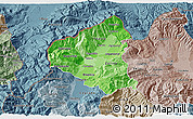 Political Shades 3D Map of Tetovo, semi-desaturated