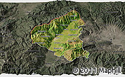 Satellite 3D Map of Tetovo, darken, semi-desaturated