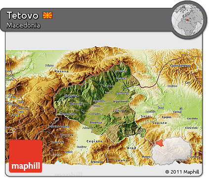 Satellite 3D Map of Tetovo, physical outside