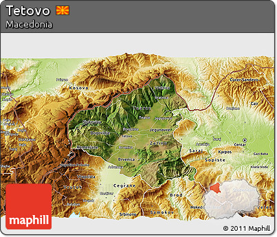 Satellite 3D Map of Tetovo, physical outside