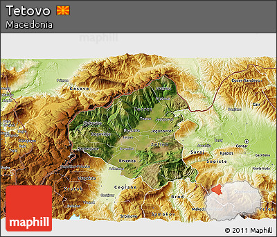 Satellite 3D Map of Tetovo, physical outside