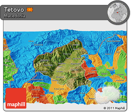Satellite 3D Map of Tetovo, political outside