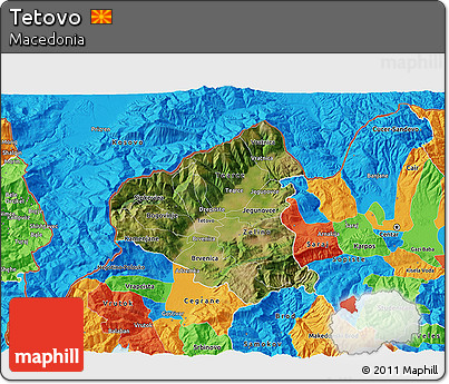 Satellite 3D Map of Tetovo, political outside