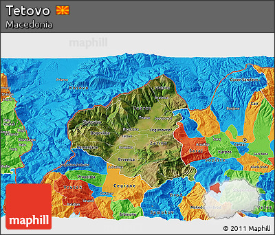 Satellite 3D Map of Tetovo, political outside