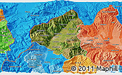 Satellite 3D Map of Tetovo, political shades outside