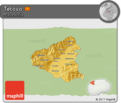 Savanna Style 3D Map of Tetovo, single color outside