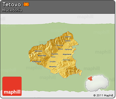 Savanna Style 3D Map of Tetovo, single color outside