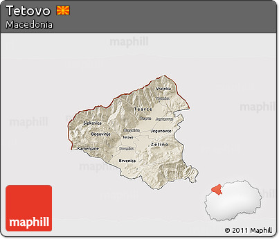 Shaded Relief 3D Map of Tetovo, cropped outside