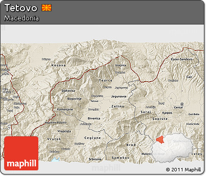 Shaded Relief 3D Map of Tetovo