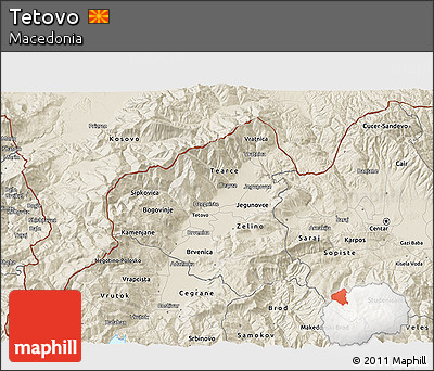 Shaded Relief 3D Map of Tetovo