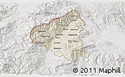 Shaded Relief 3D Map of Tetovo, lighten, semi-desaturated