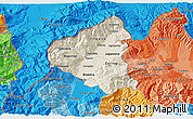 Shaded Relief 3D Map of Tetovo, political shades outside