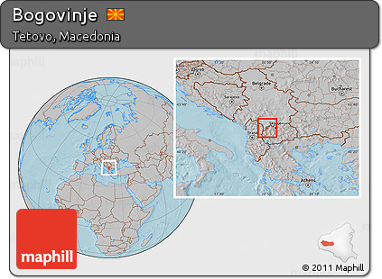 Gray Location Map of Bogovinje, hill shading