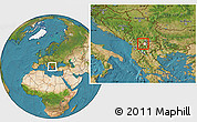Satellite Location Map of Bogovinje, highlighted parent region