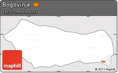 Silver Style Simple Map of Bogovinje, cropped outside