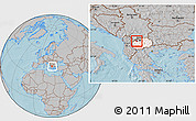 Gray Location Map of Brvenica, highlighted country, highlighted parent region, within the entire country, hill shading