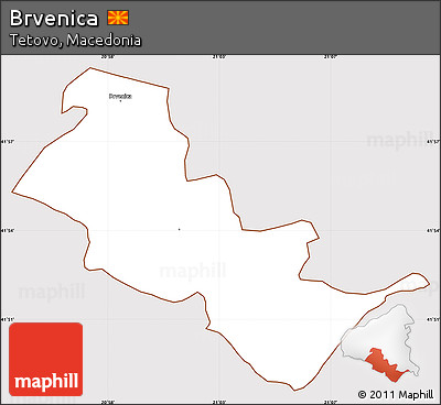 Classic Style Simple Map of Brvenica, cropped outside