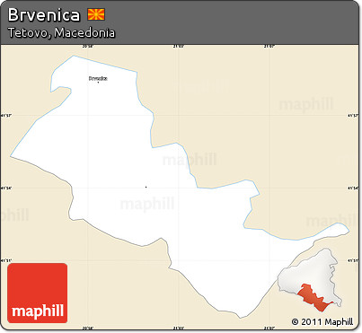 Classic Style Simple Map of Brvenica, single color outside