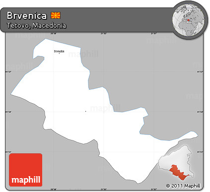 Gray Simple Map of Brvenica, single color outside