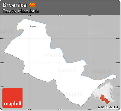 Gray Simple Map of Brvenica, single color outside