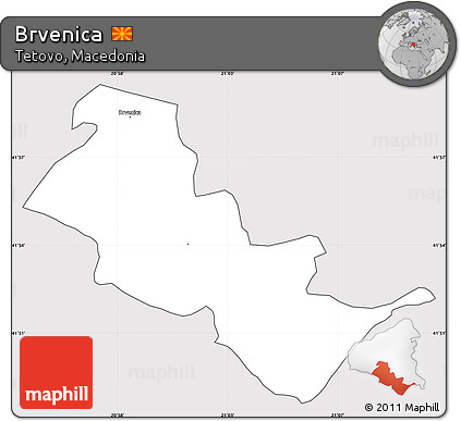 Silver Style Simple Map of Brvenica, cropped outside