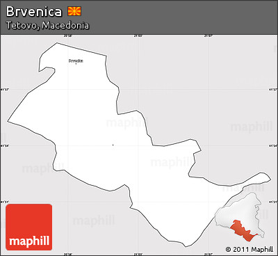 Silver Style Simple Map of Brvenica, cropped outside