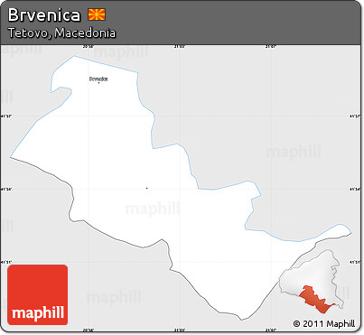 Silver Style Simple Map of Brvenica, single color outside