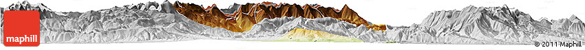 Physical Horizon Map of Tetovo, lighten, desaturated