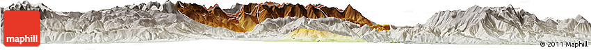 Physical Horizon Map of Tetovo, lighten, semi-desaturated