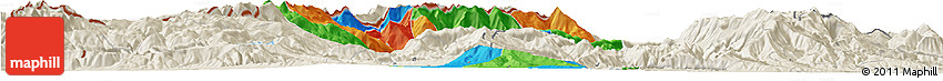 Political Horizon Map of Tetovo, shaded relief outside