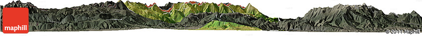 Satellite Horizon Map of Tetovo, darken, semi-desaturated