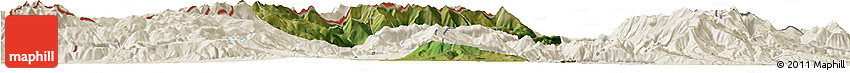 Satellite Horizon Map of Tetovo, shaded relief outside