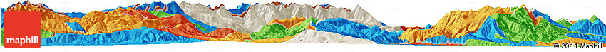 Shaded Relief Horizon Map of Tetovo, political outside