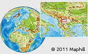 Physical Location Map of Jegunovce, highlighted country, highlighted parent region