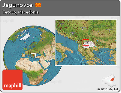 Satellite Location Map of Jegunovce, highlighted country