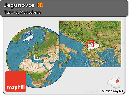 Satellite Location Map of Jegunovce, highlighted country, highlighted parent region