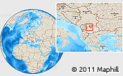 Shaded Relief Location Map of Jegunovce, highlighted country