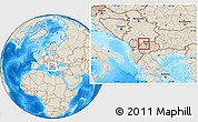 Shaded Relief Location Map of Jegunovce, highlighted parent region