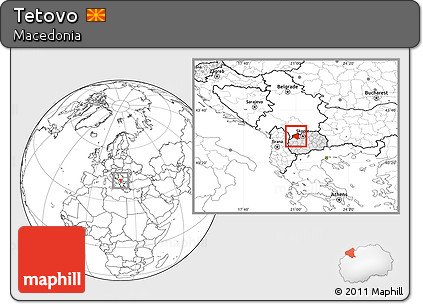 Blank Location Map of Tetovo, highlighted country