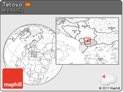 Blank Location Map of Tetovo, highlighted country