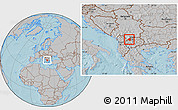 Gray Location Map of Tetovo, hill shading